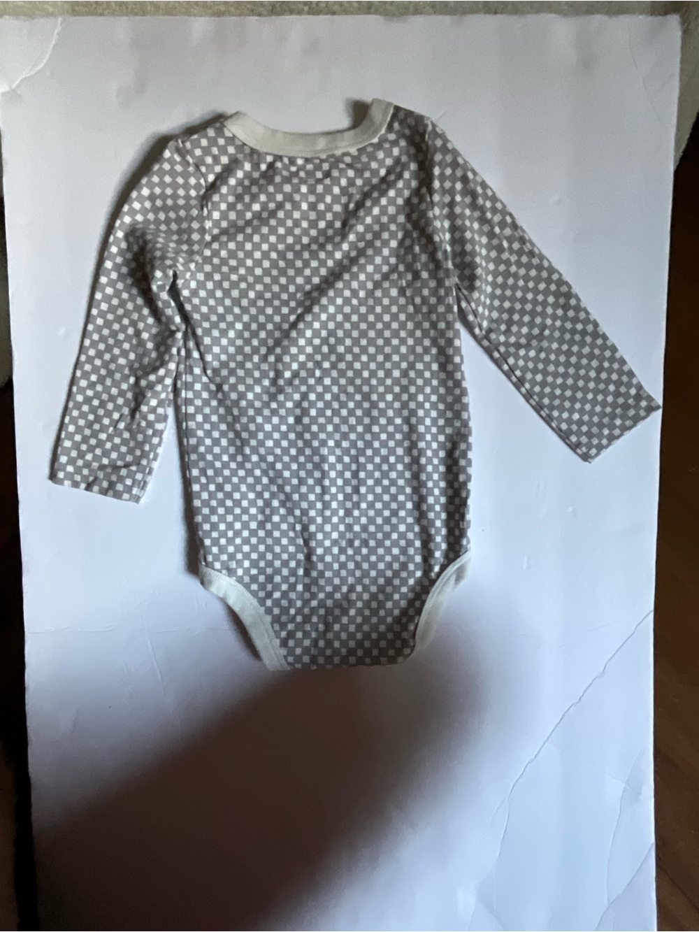 Cat & Jack Gray Checker Long-Sleeve Baby One-Piece